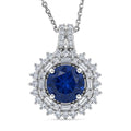 D'Joy Premium Tanzanian Blue Spinel (DF) and Moissanite 2.20 ctw Royal Midnight Halo Pendant Necklace in Rhodium Over Sterling Silver 20 Inches - Sticky add to cart bar