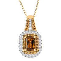 D'Joy AAA Golden Turkizite and Multi Gemstone 2.00 ctw Sunset Glow Halo Pendant Necklace in 18K Vermeil Yellow Gold Over Sterling Silver 20 Inches (Ships in 5-7 Days)