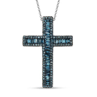 Luxuriant Lab Grown Blue Diamond IR SI 1.00 ctw Pendant Necklace in Rhodium Over Sterling Silver 20 Inches