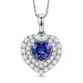 D'Joy Tanzanite and Moissanite 1.75 ctw Heart Pendant Necklace in Rhodium Over Sterling Silver 20 Inches - Sticky add to cart bar