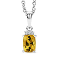 EverTrue Yellow Beryl and White Zircon 1.00 ctw Pendant in Platinum Bond with Stainless Steel Necklace (20 Inches)