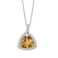 D''Joy Brazilian Citrine and White Zircon 7.10 ctw Pendant Necklace in Rhodium Over Sterling Silver 20 Inches
