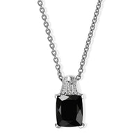 EverTrue Australian Black Tourmaline, White Zircon Pendant in Platinum Bond with Stainless Steel Necklace (20 Inches) 3.50 ctw