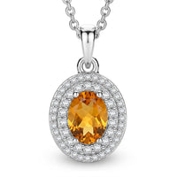 EverTrue Serra Gaucha Citrine and White Zircon 1.60 ctw Pendant in Platinum Bond with Stainless Steel Necklace 20 Inches