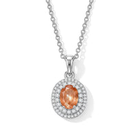 EverTure Tanzanian Sun Stone, White Zircon Pendant in Platinum Bond with Stainless Steel Necklace (20 Inches) 1.60 ctw