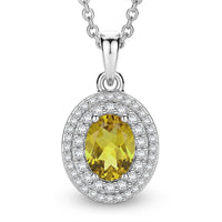 EverTrue Yellow Beryl and White Zircon 1.60 ctw Pendant in Platinum Bond with Stainless Steel Necklace (20 Inches)