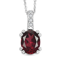 D'Joy Orissa Rhodolite Garnet and White Zircon 2.30 ctw Pendant Necklace in Rhodium Over Sterling Silver 20 Inches