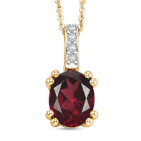 D'Joy Orissa Rhodolite Garnet and White Zircon Pendant Necklace in Rhodium Over Sterling Silver 20 Inches 2.30 ctw