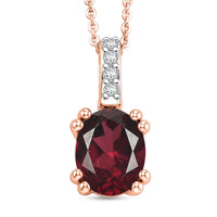 D'Joy Orissa Rhodolite Garnet and White Zircon Pendant Necklace in 18K Vermeil Rose Gold Over Sterling Silver (20 Inches) 2.30 ctw