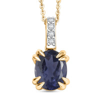 D'Joy Premium Catalina Iolite and White Zircon Pendant Necklace in 18K Vermeil Yellow Gold Over Sterling Silver (20 Inches) 1.75 ctw
