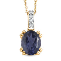 D'Joy Premium Catalina Iolite and White Zircon Pendant Necklace in 18K Vermeil Yellow Gold Over Sterling Silver (20 Inches) 1.75 ctw