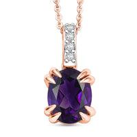 D'Joy Premium Lusaka Amethyst and White Zircon Pendant Necklace in 18K Vermeil Rose Gold Over Sterling Silver (20 Inches) 1.75 ctw