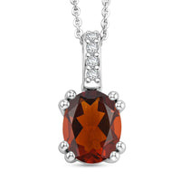 D'Joy Premium Red Citrine and White Zircon 1.85 ctw Pendant Necklace in Rhodium Over Sterling Silver 20 Inches
