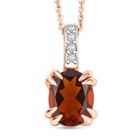 D'Joy Premium Red Citrine and White Zircon 1.85 ctw Pendant Necklace in 18K Vermeil Rose Gold Over Sterling Silver 20 Inches