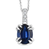 D'Joy Premium Kashmir Blue Kyanite and White Zircon Pendant Necklace (20 Inches) in Rhodium Over Sterling Silver 2.35 ctw