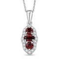 D'Joy AAA Red Zircon and Moissanite 0.90 ctw Royal Eye Spark Pendant Necklace in Rhodium Over Sterling Silver 20 Inches - Sticky add to cart bar