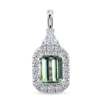 Certified & Appraised AAA Arquiana Mint Tourmaline and Luxuriant Lab Grown Diamond G-H SI 2.15 ctw Pendant Necklace in 10K White Gold (18 Inches)