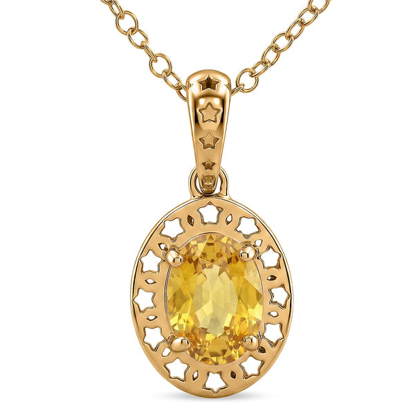 GP Celestial Dream Collection 10K Yellow Gold AAAA Yellow Sapphire, Blue Sapphire Pendant Necklace (18 Inches) 1.00 ctw