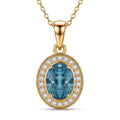 D'Joy Premium Cambodian Blue Zircon and Moissanite 2.10 ctw Ocean Glow Halo Pendant Necklace in 18K Vermeil Yellow Gold Over Sterling Silver 20 Inches - Sticky add to cart bar