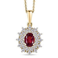 D'Joy Premium Malawi Magenta Garnet, Moissanite Pendant Necklace (20 Inches) in 18K Vermeil YG Over Sterling Silver 1.70 ctw