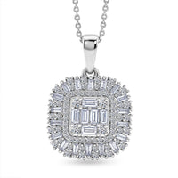 Luxuriant Lab Grown Diamond G-H SI 1.00 ctw Pendant Necklace in Rhodium Over Sterling Silver 20 Inches