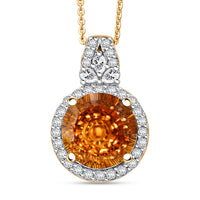 D'Joy Brazilian Citrine, Moissanite Pendant Necklace (20 Inches) in 18K Vermeil YG Over Sterling Silver 5.00 ctw