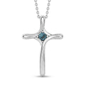 D'Joy AAA Monte Belo Indicolite 0.10 ctw Cross Pendant Necklace in Rhodium Over Sterling Silver 20 Inches - Sticky add to cart bar