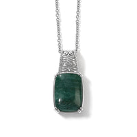 EverTure Green Aventurine Pendant in Platinum Over Copper with Stainless Steel Necklace (20 Inches) 11.20 ctw