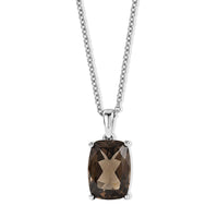 EverTrue Smoky Quartz Pendant Necklace (20 Inches) in Stainless Steel 6.10 ctw