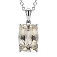 EverTrue Morganite Mystic Quartz Pendant Necklace (20 Inches) in Stainless Steel 8.25 ctw