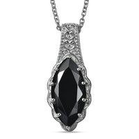 EverTrue Thai Black Spinel Pendant Necklace (20 Inches) in Stainless Steel 9.80 ctw