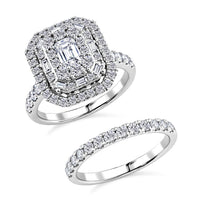Diamond (I1) 2.00 ctw Set of 2 Ring in 14K White Gold (Size 6.0) 6.10 Grams