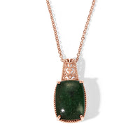 EverTrue Green Aventurine 11.25 ctw Pendant in 14K RG Over Copper with ION Plated RG Stainless Steel (20 Inches)
