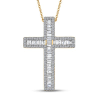 Luxuriant Lab Grown Diamond (G-H, SI) Cross Pendant Necklace (20 Inches) in 18K Vermeil YG Over Sterling Silver 1.00 ctw