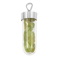 Hebei Peridot Glass Vial Pendant in Silvertone with Stainless Steel Necklace (20 Inches) 6.00 ctw