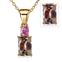 D'Joy Premium Turkizite and Madagascar Pink Sapphire 1.20 ctw Dusk Blush Pendant Necklace in 18K Vermeil Yellow Gold Over Sterling Silver (20 Inches)