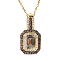 D'Joy Premium Turkizite, White and Champagne Zircon Golden Radiance Pendant Necklace (20 inches) in 18K Vermeil YG Over Sterling Silver 2.15 ctw