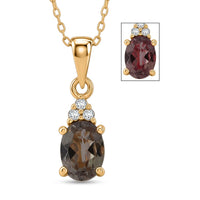 Premium Turkizite and Luxuriant Lab Grown Diamond G-H SI 1.25 ctw Dusk Bloom Pendant Necklace (20 inches) in 18K Vermeil Yellow Gold Over Sterling Silver