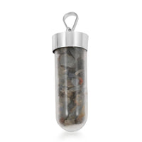 Hebei Peridot Glass Vial Pendant in Silvertone with Stainless Steel Necklace (20 Inches) 6.00 ctw