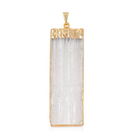 Selenite Pendant in Goldtone with Stainless Steel Necklace (20 Inches) 40.00 ctw