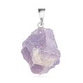 Rough Stone Plain Amethyst 52.00 ctw Pendant in Silvertone with Stainless Steel Necklace 20 Inches - Sticky add to cart bar