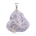 Rough Stone Plain Lepidolite 52.00 ctw Pendant in Silvertone with Stainless Steel Necklace 20 Inches - Sticky add to cart bar