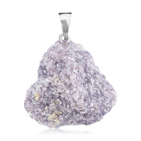 Rough Stone Plain Lepidolite 52.00 ctw Pendant in Silvertone with Stainless Steel Necklace 20 Inches