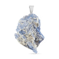 Rough Stone Plain Sodalite 52.00 ctw Pendant in Silvertone with Stainless Steel Necklace 20 Inches - Sticky add to cart bar