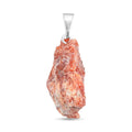Rough Stone Plain Orange Calcite 52.00 ctw Pendant in Silvertone with Stainless Steel Necklace 20 Inches - Sticky add to cart bar