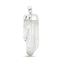 Clear Quartz 46.00 ctw Point Pendant in Silvertone with Stainless Steel Necklace 20 Inches