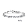 D'Joy Moissanite (Hrt 5mm) Bracelet (8.00In) and Earrings in Rhodium Over Sterling Silver 18.00 ctw - Sticky add to cart bar