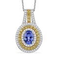 D'Joy Tanzanite and Multi Gemstone 1.60 ctw Nature Luxe Halo Pendant Necklace in 18K Vermeil YG and Rhodium Over Sterling Silver 20 Inches - Sticky add to cart bar
