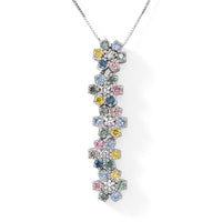 Luxuriant Lab Grown Multi Diamond (SI) Pendant Necklace (18 Inches) in Rhodium Over Sterling Silver 1.50 ctw