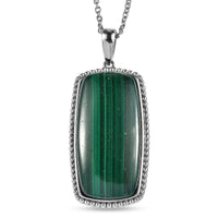 EverTrue African Malachite 36.25 ctw Pendant Necklace (20 Inches) in Stainless Steel
